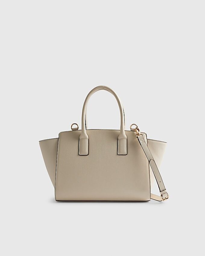 Cream Winged Panelled Tote Bag