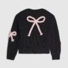 Girls Black 3D Bow Cardigan