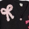 Girls Black 3D Bow Cardigan