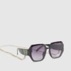 Girls Black Hexagon Sunglasses With Chain
