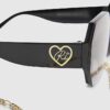 Girls Black Hexagon Sunglasses With Chain
