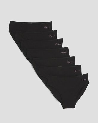 Girls Black Pack Of 7 Briefs