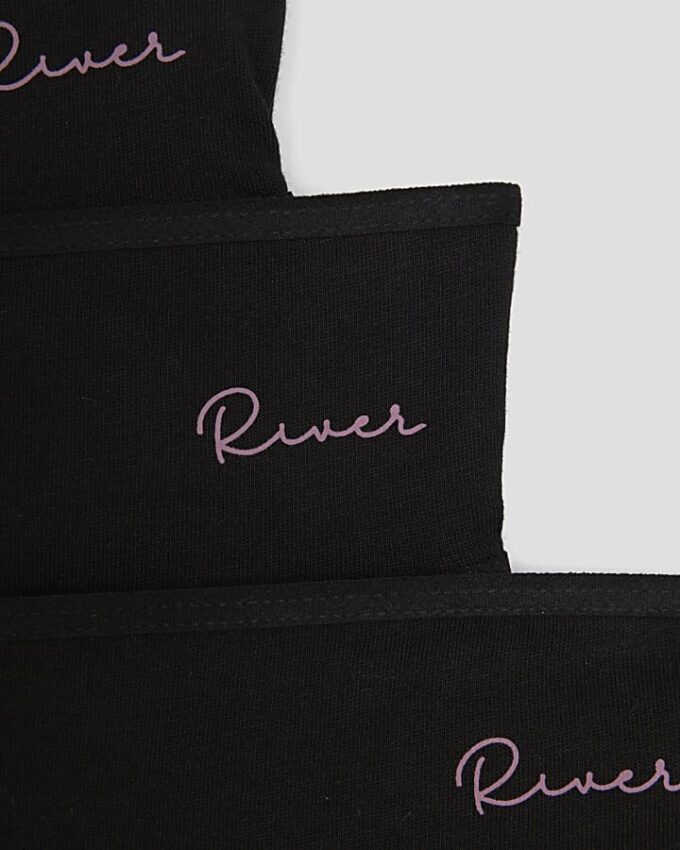 Girls Black Pack Of 7 Briefs