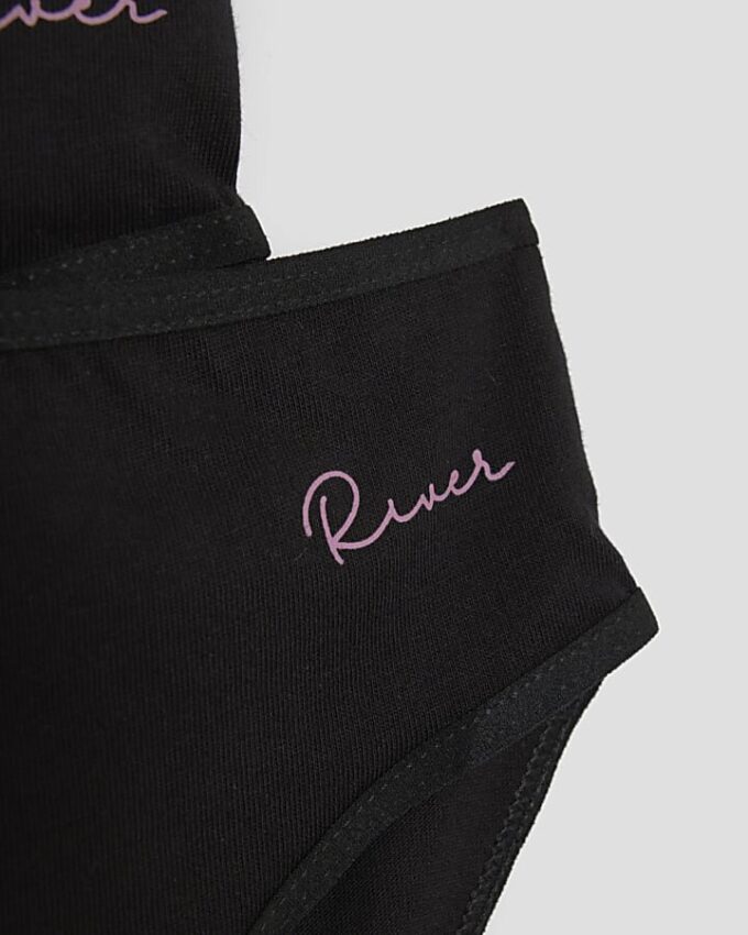 Girls Black Pack Of 7 Briefs