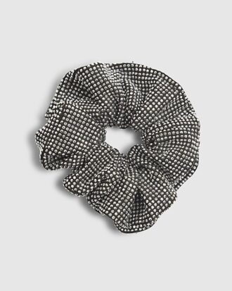 Girls Black Rhinestone Scrunchie