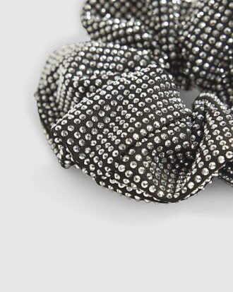 Girls Black Rhinestone Scrunchie