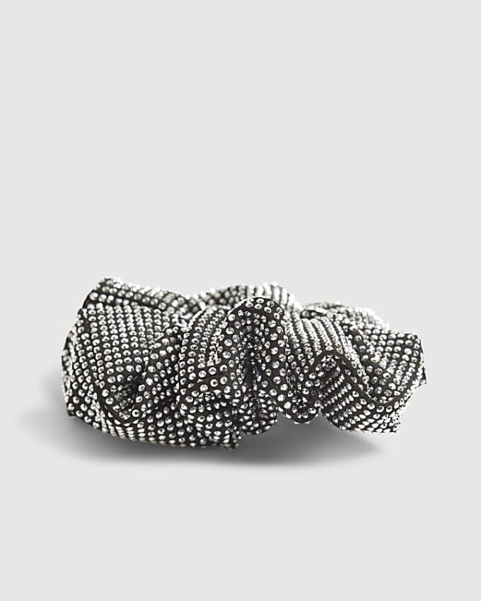 Girls Black Rhinestone Scrunchie