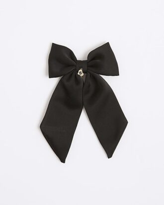 Girls Black RI Charm Bow Hair Clip