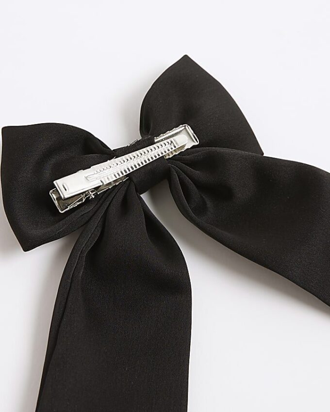 Girls Black RI Charm Bow Hair Clip