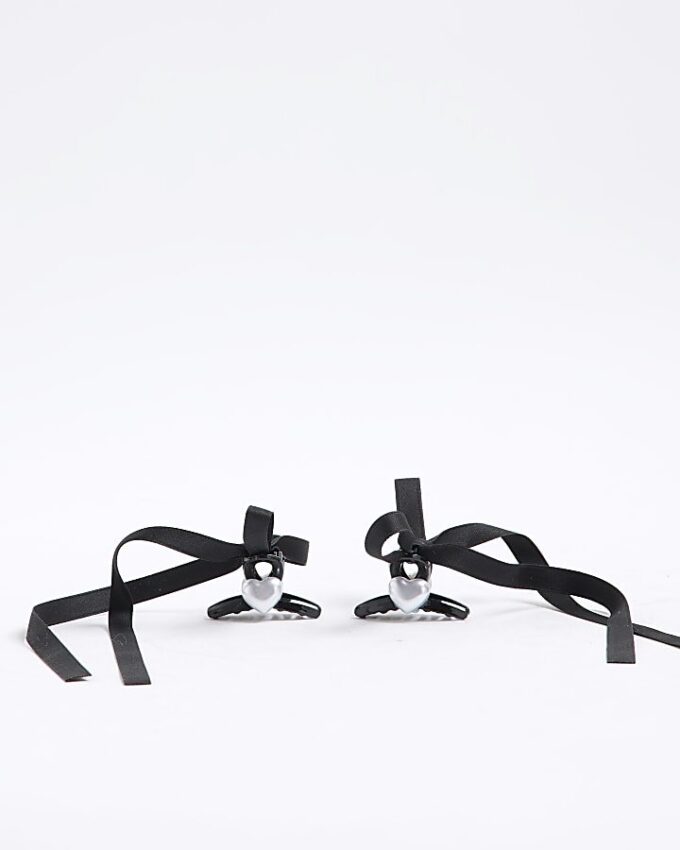 Girls Black Ribbon Bow Hair Clip