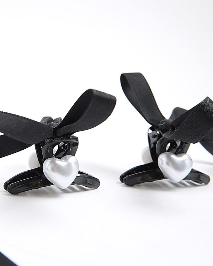Girls Black Ribbon Bow Hair Clip