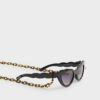 Girls Black Scalloped Cat Eye Sunglasses