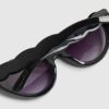 Girls Black Scalloped Cat Eye Sunglasses