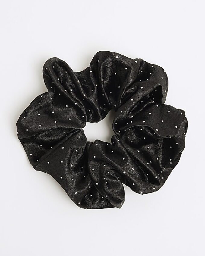 Girls Black Sparkle Scrunchie