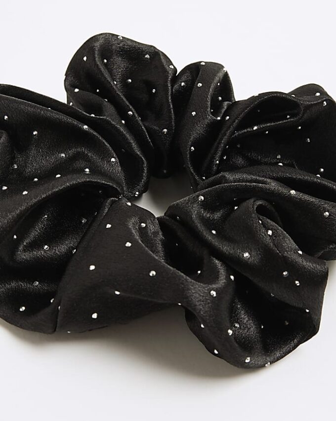 Girls Black Sparkle Scrunchie