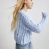 Girls Blue Knitted Flower Jumper With Bag
