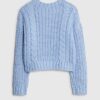Girls Blue Knitted Flower Jumper With Bag