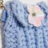 Girls Blue Knitted Flower Jumper With Bag