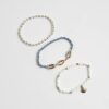Girls Blue Shell Pack Of 3 Anklet Bracelet