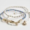 Girls Blue Shell Pack Of 3 Anklet Bracelet