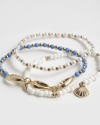 Girls Blue Shell Pack Of 3 Anklet Bracelet