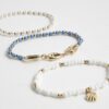 Girls Blue Shell Pack Of 3 Anklet Bracelet