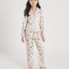 Girls Cream Bow Chain Satin Pyjamas Set