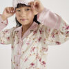 Girls Cream Bow Chain Satin Pyjamas Set