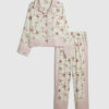 Girls Cream Bow Chain Satin Pyjamas Set