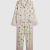 Girls Cream Bow Chain Satin Pyjamas Set