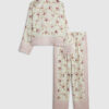 Girls Cream Bow Chain Satin Pyjamas Set