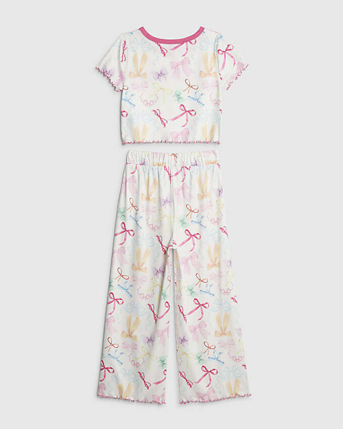 Girls Cream Bow Pyjamas Set Girls Cream Bow Pyjamas Set