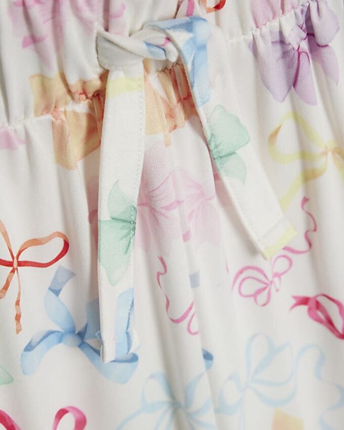 Girls Cream Bow Pyjamas Set Girls Cream Bow Pyjamas Set