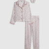 Girls Cream Cherry Satin Pyjamas Set