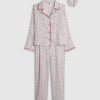Girls Cream Cherry Satin Pyjamas Set