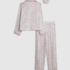 Girls Cream Cherry Satin Pyjamas Set