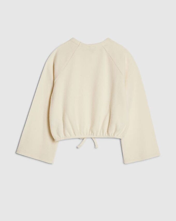 Girls Cream Cosy Bubble Hem Tie Sweatshirt