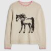 Girls Cream Horse Jumper