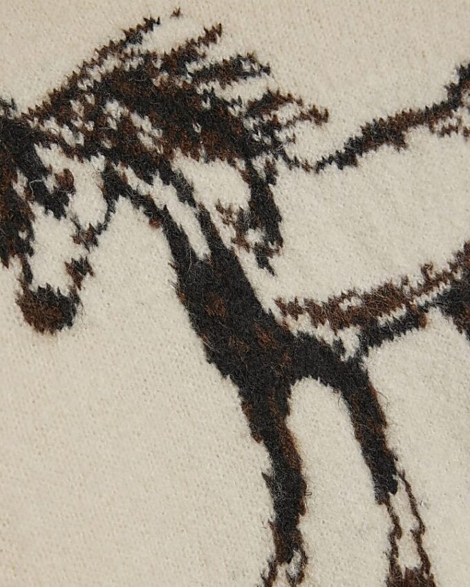 Girls Cream Horse Jumper