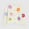 Girls Cream Knitted Flower Cardigan