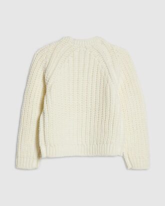 Girls Cream Knitted Flower Cardigan