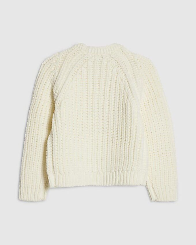 Girls Cream Knitted Flower Cardigan
