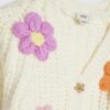 Girls Cream Knitted Flower Cardigan