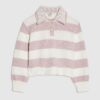 Girls Cream Lace Collar Stripe Jumper
