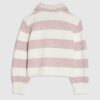 Girls Cream Lace Collar Stripe Jumper