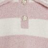 Girls Cream Lace Collar Stripe Jumper