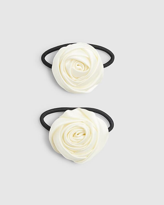 Girls Cream Rose Hair Tie