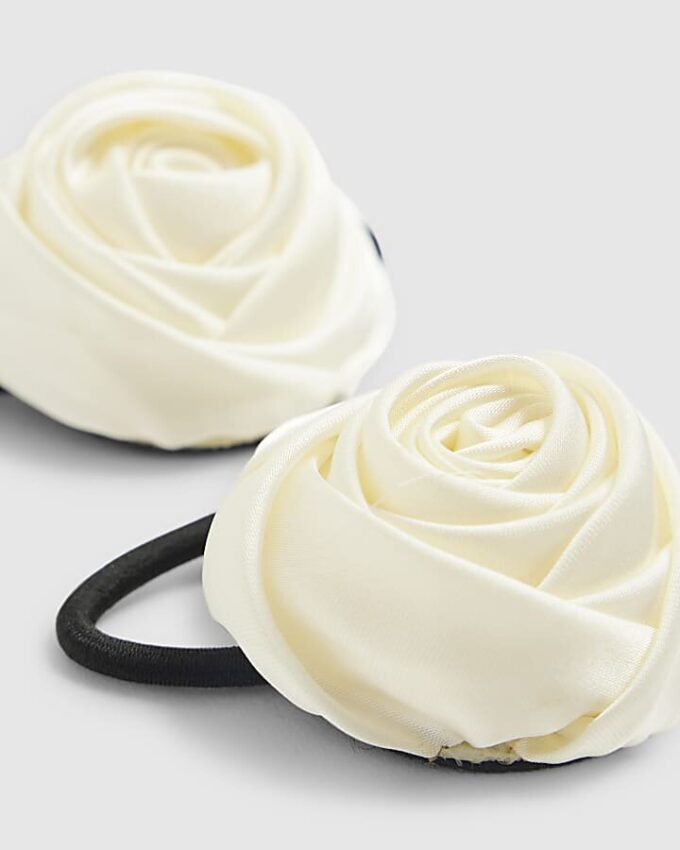 Girls Cream Rose Hair Tie