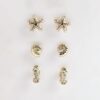 Girls Gold Sealife Pack Of 3 Stud Earrings