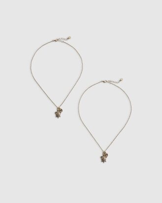 Girls Gold Turtle Necklace Pack Of 2